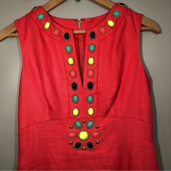 NWT Kate Spade Edith Linen Jeweled Sleeveless Dress Size 2 - Picture 4 of 11